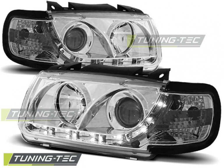 LED Tagfahrlicht Design Scheinwerfer für VW Polo 6N 94-99 chrom